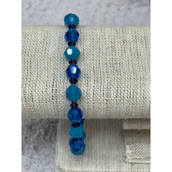 Lori Frantz-Koenig Blue Purple Crystal Bead Bracelet 8" #65105 - Picture 1 of 5